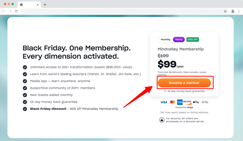 Become a member on Mindvalley