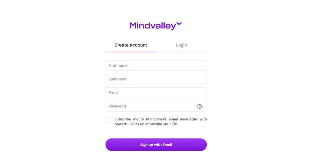 Create your mindvalley account