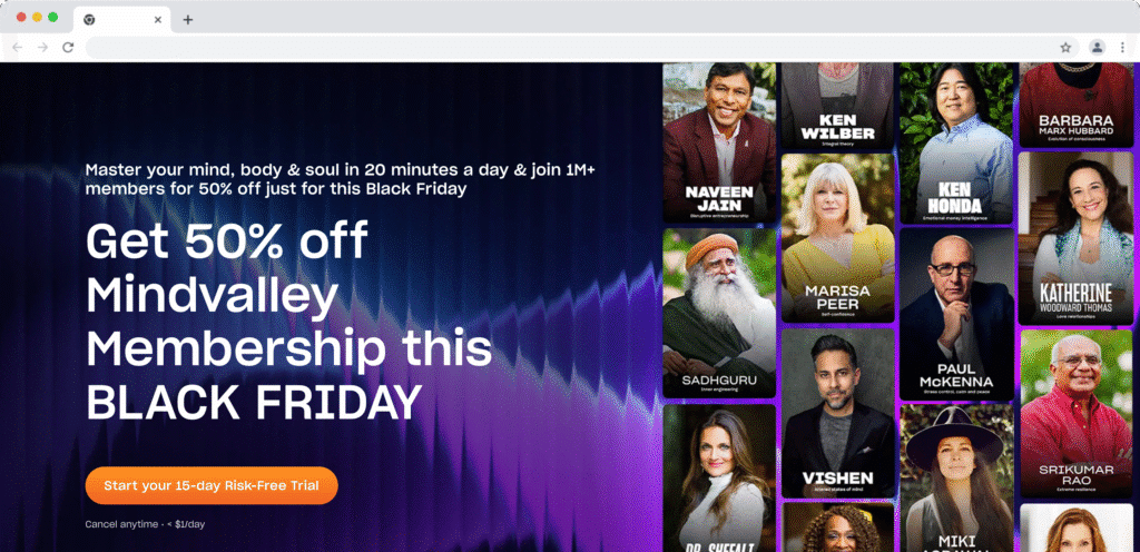 Mindvalley Black Friday Page