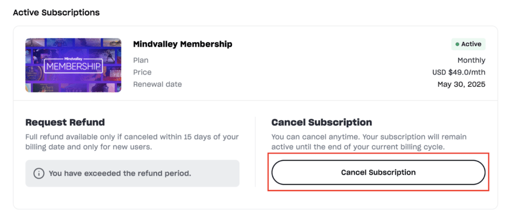 cancel subscription